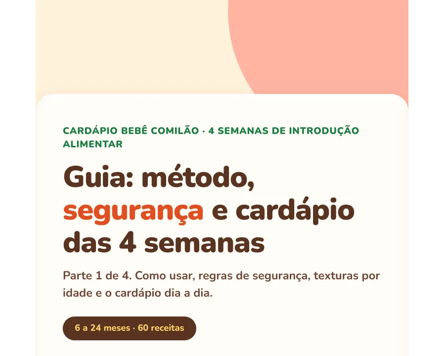 Capa e primeira página do Cardápio Bebê Comilão